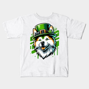 Kishu Ken Dog Enjoys Saint Patrick's Day Fun Kids T-Shirt